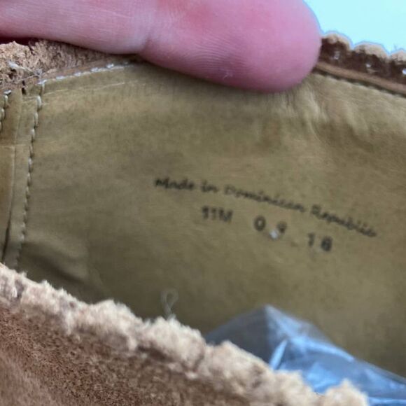 Jack Rogers Tan Suede Round Toe Chunky Low Heeled Ankle Bootie Womens 11 - Picture 9 of 9